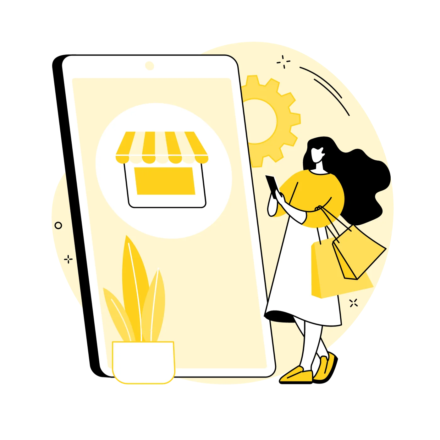 Phone in hand, wallet open! This shopper's got her finger on the pulse of e-commerce, scoring deals and steals with every tap. E-commerce marketing makes shopping a fingertip fiesta!